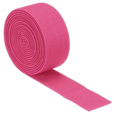 Imagem de Boxonly Faixas elásticas para costura rosa vermelha 2,5 cm 2 jardas de sarja de malha de alta elasticidade 2,5 cm de largura carretel de dupla face faixa de costura para cinturas, calças, roupas e