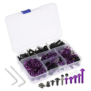 Imagem de Parafusos universais de carenagem de motocicleta, 194 peças, parafusos de fixação, porcas roxas para Kawasaki para Suzuki para Honda para Yamaha para BMW 1996-2023