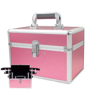 Imagem de Maleta de Maquiagem Média Rosa Vazia Profissional Elegante - Charme St