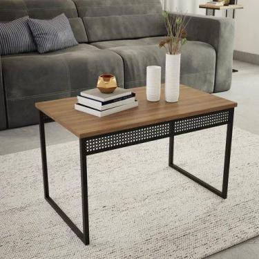 Imagem de Mesa De Centro Luxo Estilo Industrial Moderna Decorativa Aço Preto Mdf