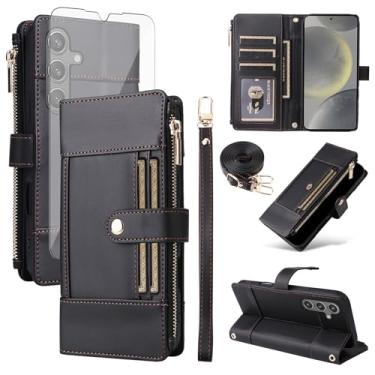 Imagem de Asuwish Capa de celular para Samsung Galaxy S24/S25 5G capa carteira celular com protetor de tela de vidro temperado bloqueio RFID alça transversal flip compartimento para cartão S 24 24S 25 25S G5