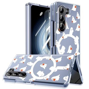 Imagem de MIDIIUGCT Capa magnética para Galaxy Z Fold 5, círculo magnético integrado e carregamento sem fio, capa à prova de choque de grau militar para Z Fold 5 [Little Ghosts] MUS-CXDZ-07-03