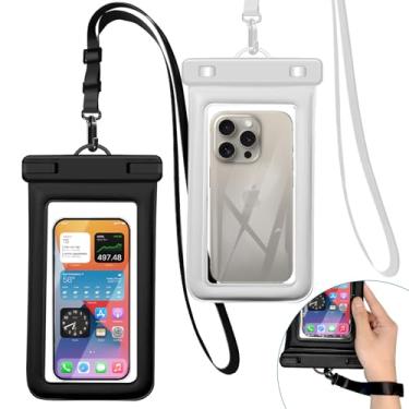 Imagem de Heliosea Bolsa flutuante IPX8 impermeável para celular (pacote com 2) bolsa impermeável de 7,5 polegadas para iPhone 16/15/14 Pro Max Galaxy S24/S23 cordão ajustável + alça de pulso Essenciais de