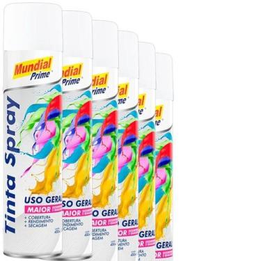 Imagem de Kit 6 Tinta Spray Uso Geral Branco Fosco Mundial Prime, Único