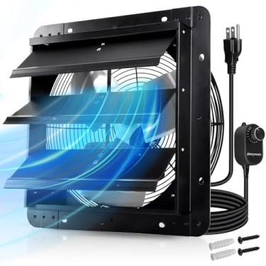 Imagem de Hiorucet Exaustor de obturador montado na parede de 25 cm com controlador de velocidade e kit de cabo de alimentação de 1,8 m, 60 Hz, 36 W, motor de cobre puro com alta velocidade e baixo ruído