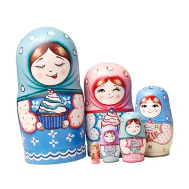 Imagem de harayaa 6 peças de bonecas russas matryoshka, artesanato, estatuetas tradicionais feitas à mão, brinquedos de madeira para escritório, sala de estar e casa, Style C