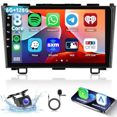 Imagem de Hodozzy [6G + 128G] Rádio automotivo para Honda CRV 2007-2011 estéreo com GPS Bluetooth, tela sensível ao toque de 9 polegadas com carplay sem fio Android Auto, 8 núcleos, WiFi USB, DSP, FM RDS