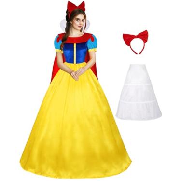 Imagem de Ainiel Fantasia clássica de luxo Lolita, vestido de conto de fadas, cosplay para adultos, fantasia de princesa com anágua, Amarelo, XX-Large