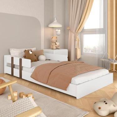 Imagem de Cama Montessoriana Infantil Com Aplique Wendy Branco/freijó - M.a - A 