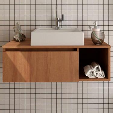 Imagem de Armário para Banheiro 1 Porta Amêndoa Bn3601 - Tecno Mobili, Marrom, M