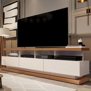 Imagem de Rack para TV Até 72 Polegadas Vivare 3 Gavetas Off White/Freijó - Giga