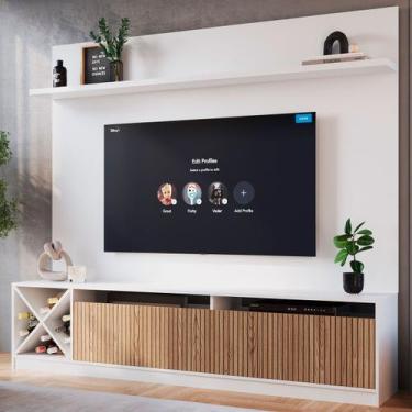 Imagem de Estante para TV Até 50 Polegadas Roma 2 Portas Branco/Brise - Quiditá 