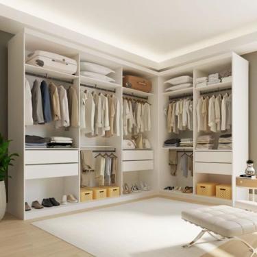 Imagem de Closet Casal Jersey 6 Gavetas Branco - Panorama Móveis, Branco, Modern