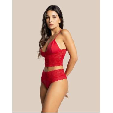 Imagem de Conjunto Sem Bojo Cassiane Lingerie Rendada Em Poliamida Conjunto Femi