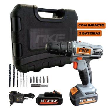 Imagem de Parafusadeira Furadeira de Impacto e 2 Baterias 12V e 13 Acessórios FP