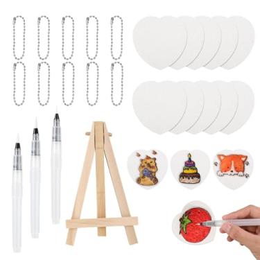 Imagem de 24 Peças Kit de Pintura com Textura Espuma Mágica, Tinta 3D Fofa com Esponja Lona Correntes Contas Canetas Água Mini Cavalete para Artesanato Infantil e Projetos DIY (Em Forma de Coração)