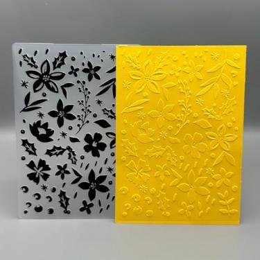 Imagem de Modelo de pasta em relevo de plástico 3D, textura de flores e folhas, tamanho A6 para fazer cartões, faça você mesmo, scrapbook, papel, artesanato, artesanato, scrapbook, artes, decoração