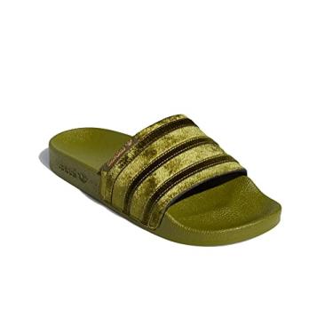 Imagem de adidas Sand lia feminina Adilette Slides, sem cadar o, Verde rbita/verde rbita/dourado met lico, 7