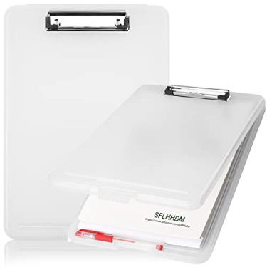 Imagem de A4 pranchetas, capa de arquivos, pasta, grampos, pasta organizadora, caixa de arquivos, impermeável, tipo prancheta, arquivo com caixa de documentos de armazenamento com clipe para escrever escritório (translúcido)