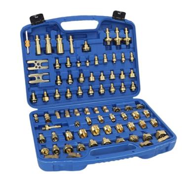 Imagem de Zhjvihx 81pcs Kit de Teste de Vazamento de Ar Condicionado Automotivo, Kit de Reparo de Ferramentas de Detecção de Vazamento de Latão CA para o Carro de Carro, Detecção Abrangente de
