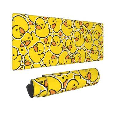 Imagem de Gbuzozie Cute Rubber Ducks XL Tapete de mouse grande com bordas costuradas base de borracha antiderrapante tapete de teclado amarelo desenho animado pato laptop tapete de mesa para decoração de
