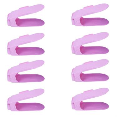 Imagem de Kit 8 Organizadores Sapatos Reforçado Regulagem Altura Rosa