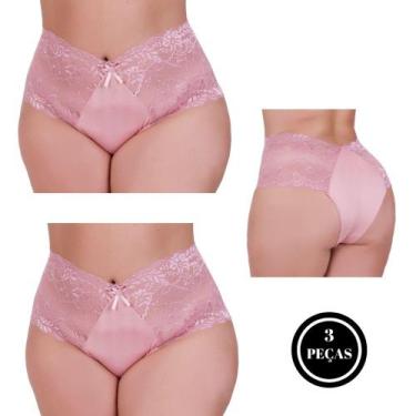 Imagem de Kit 3 Calcinha Plus Size de Renda Tanga Grande 46 48 50 52 54 -c5 KIT 