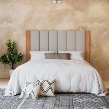 Imagem de Cabeceira Estofada Casal Reta TW194 Freijó Linho Cinza Claro J18 Dalla Costa