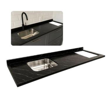 Imagem de Pia de Granito 180cm Preto Via Lactea Parte Cooktop e Cuba - Rainha do