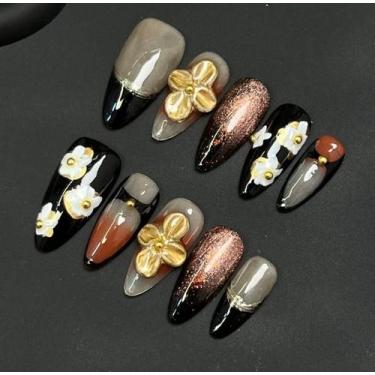 Imagem de Adesivos de unhas Cat-eye Style White Enhancer European Floral - Merri