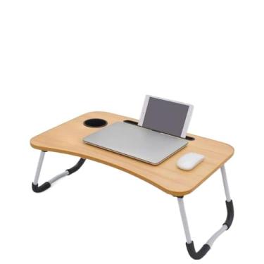 Imagem de Mesa para Notebook Mesinha para Computador Portátil Cama para estudos com Gaveta Dobravel(Mesa Marrom SEM Gaveta)