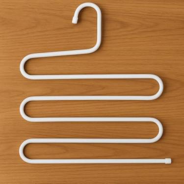 Imagem de Cabide Multiuso 5 Camadas – Organizador de Roupas 36x32cm, Ferro Reforçado + Plástico – Econômico de Espaço, Ideal para Calças, Toalhas, Lenços e Acessórios (Branco)