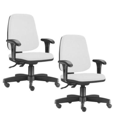 Imagem de Kit 2 Cadeiras Giratórias Job Diretor Branco - LYAM DECOR