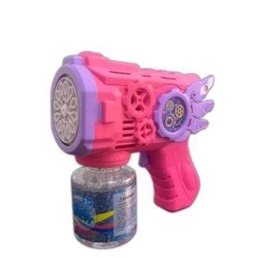 Imagem de Pop Story Pistola de Bolhas de Sabão Automática, Rosa e Azul, com Luz LED, para Crianças, 13cm x 13cm, Inclui Frasco de 50ML