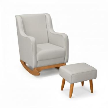 Imagem de Poltrona Balanço Descanso Leitura Amamentação Puff Cinza