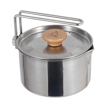 Imagem de Vaveren Chaleira de acampamento ao ar livre 1L Cook Pot Chaleira de acampamento Fervedor de água para reuniões familiares Pesca Trekking Churrasco