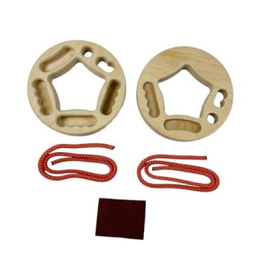 Imagem de Aymzbd Conjunto de 2 Pranchas de Escalada para Fortalecimento dos Dedos com Cordas de Suspensão - Prancha Redonda para Exercícios de Flexão de Dedos