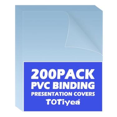 Imagem de TOTiyea Pacote com 200 capas de apresentação de encadernação de PVC de 6 mil, capas de relatório transparentes para encadernação, 21 x 28 cm, tamanho carta
