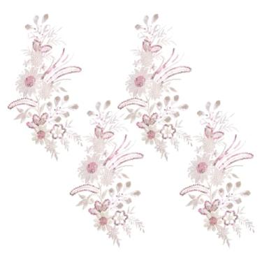 Imagem de HOBBIESAY 2 pares de apliques de renda com lantejoulas bordadas flores rosa apliques de tecido artesanato decoração adesivos para roupas faça-você-mesmo, chapéus, bolsas, vestido, jeans, suéter