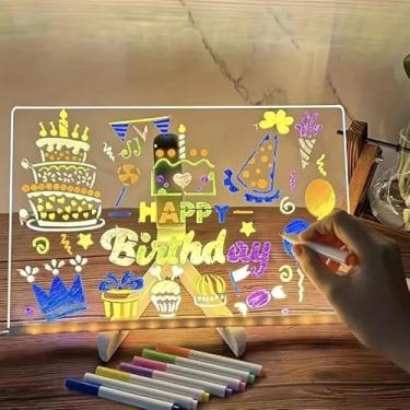 Imagem de Lousa Mágica Com Luz Led Infantil Quadro De Desenho Brinquedo Criativo 20x30
