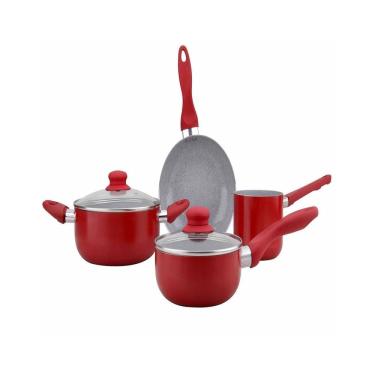 Imagem de Conjunto de Panela em Cerâmica Kas Cucina Vermelha 4 Peças