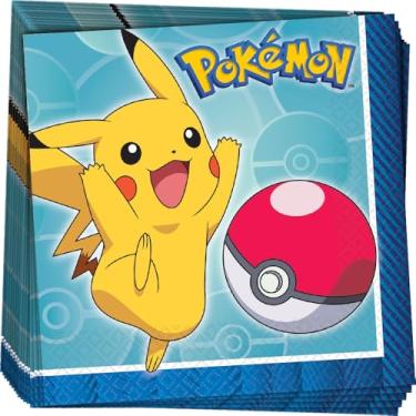 Imagem de Amscan 501859 Pokemon Beverage Napkins, 16pcs, Party Favor, One Size, Blue/Red