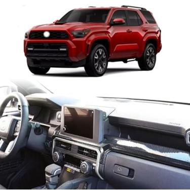 Imagem de GZBFTDH Painel interno console central AC saída de saída de ar acabamento, padrão de fibra de carbono, compatível com Toyota 4Runner 2025-2026 (fibra de carbono)