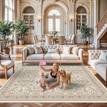 Imagem de Tapete quadrado de 25 x 25 cm, sala de estar: tapetes laváveis para quarto, 3 m, quadrados, macios, florais, antiderrapantes, tapete para casa de fazenda, tapetes internos finos resistentes a manchas