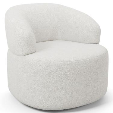 Imagem de Poltrona Giratória Orgânica Para Sala de Estar Living Helena L02 Prime Bouclê Cru - Lyam Decor