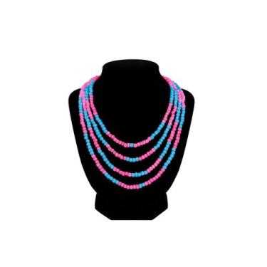 Imagem de Guia Missangão Rosa com Azul Claro, Cristal e Opaca  Amor  Harmonia  P