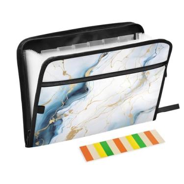 Imagem de CEBUGI Pasta expansível com 13 bolsos, organizador de arquivos sanfonado à prova d'água com etiquetas tamanho A4, organizador de documentos de papel para escola, material de escritório, fundo de