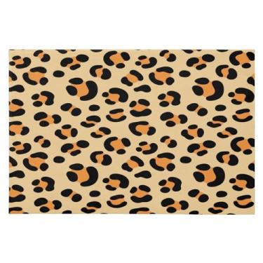 Imagem de CEBUGI Tapete de área 60 x 90 cm macio lavável tapete antiderrapante com revestimento de borracha preto leopardo manchas tapetes de área para sala de estar, quarto, decoração de casa