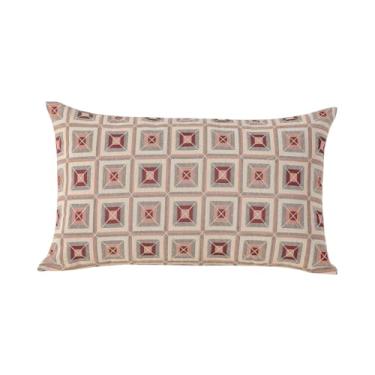 Imagem de Capa de Almofada Retangular Marrocos Jacquard 55x33cm Dupla Face com Zíper Grécia Vinho 60% Algodão