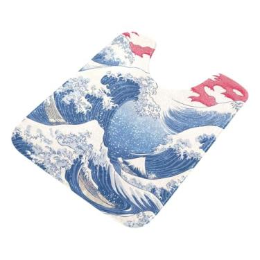 Imagem de Burbuja Tapete de banho Sea Waves, tapete de banheiro absorvente extra macio com suporte antiderrapante para banheiro, banheira e chuveiro, 40,6 x 61 cm